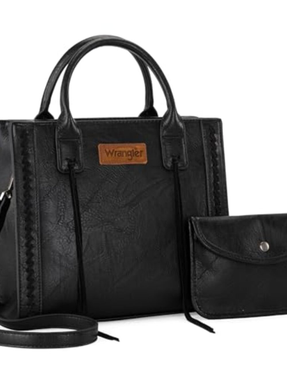 Western Tote Bag Satchel Purse and Wallet Set Horse Hair Leather Whipstitch